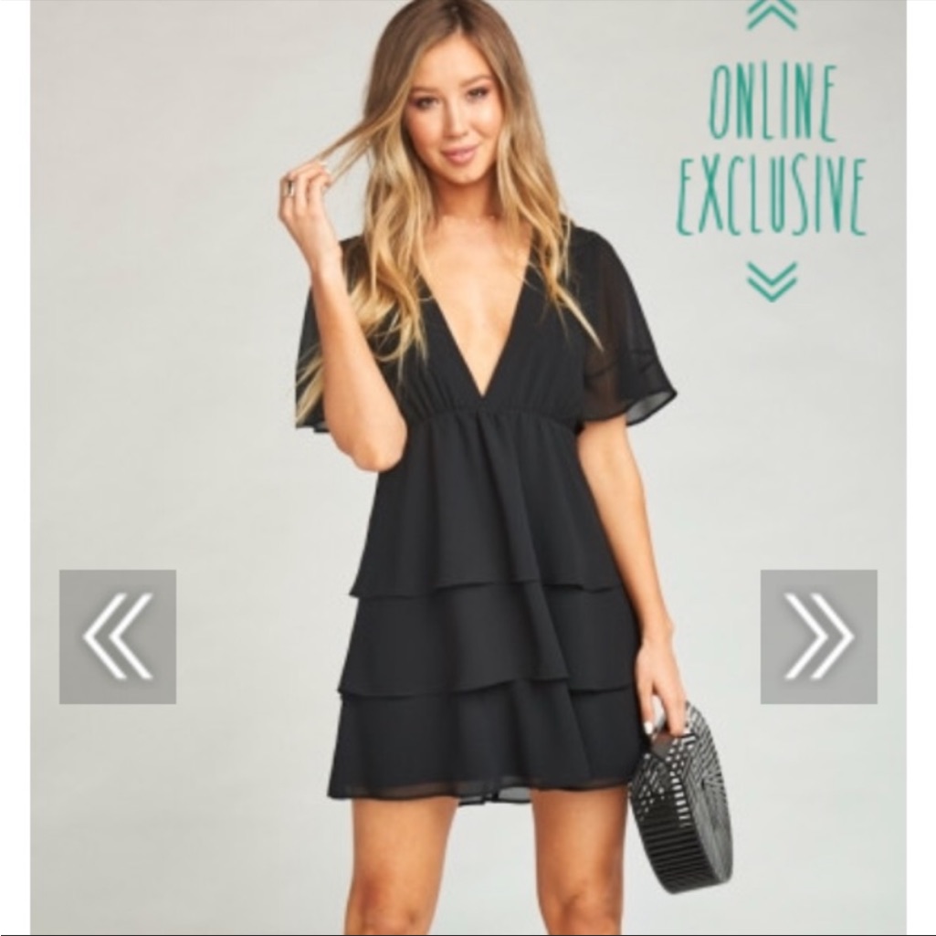 Show Me Your Mumu- Dolce Dress Black Chiffon, Size Small